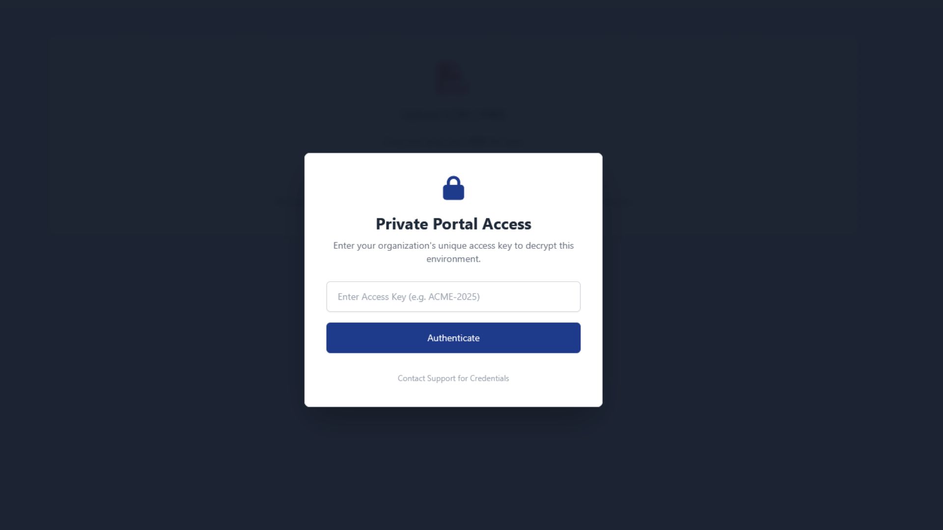 Screenshot showing login overlay